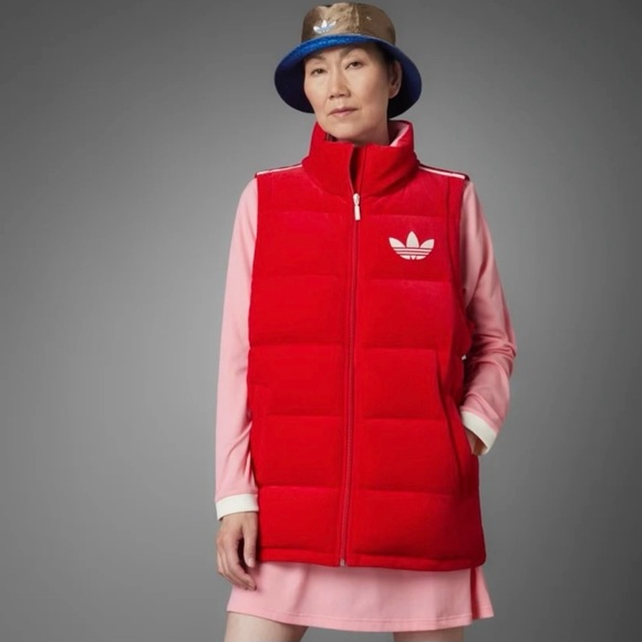 adidas Adicolor Heritage Red Velvet Puffer Vest (L) - Picture 2 of 7